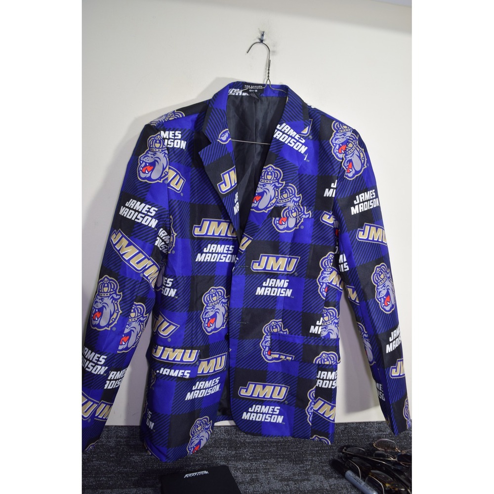 James Madison University JMU Dukes Blazer Jacket Blue Black Plaid MENS S
